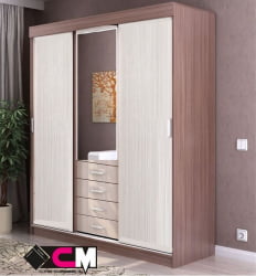 Шкаф-купе эконом Лидер 3 Ясень шимо темный-светлый