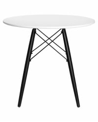 Маленький обеденный стол DOBRIN CHELSEA 80 BLACK (столешница белая, основание черное)