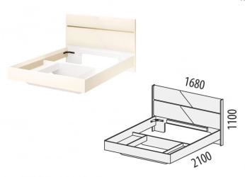 Кровать двуспальная Монако 903.01 Белый шпон/Даллайс Айвори