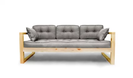 Диван трехместный DEmoku Д-3 серебристо-серый_натуральный