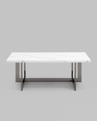 Журнальный столик Нэйтан 122*61 белый мрамор сталь Темный хром