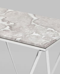 Консоль Авалон 122*41 серый мрамор сталь Серебро