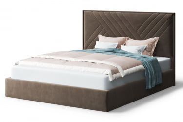 Кровать МИРА 2000*1800мм (без опор), велюр Бренди лайт 29 (коричневый), (б/основания, б/матраса)