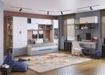 Подростковая кровать Стич, выдвижная, ясень анкор светлый/серо-голубой