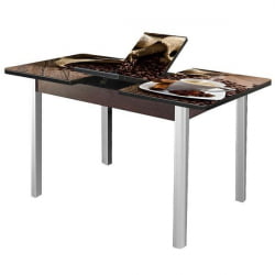 Стол раздвижной 1,35 Триумф, СТЕКЛО, опоры полуовал ХРОМ, Венге/R012