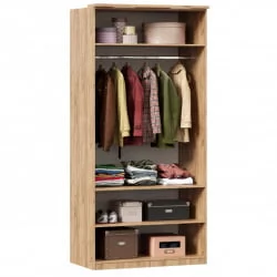 Шкаф двухстворчатый с зеркалом и декоративными накладками Фиджи ЛД 659.241.000 Дуб Золотой Белый