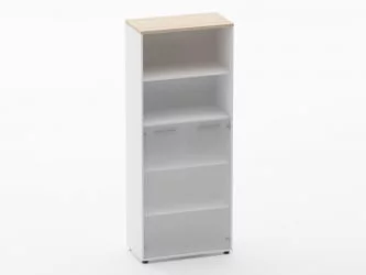 Шкаф 4 широкий 2 полки открытые и 2 стеклянные двери Дека 10.19.161 Туя/Белый / Deka