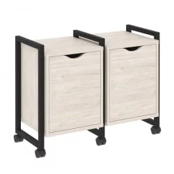 Тумба на колесных опорах наборная. Вариант №2 LOFT VR.L-TN-2.K Металл черный Денвер светлый
