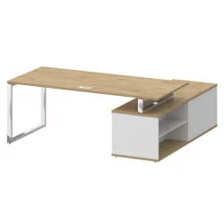 Стол руководителя с опорной греденцией , левый SHIFT SK.SRG-200 (L) Тиквуд Светлый/Белый Бриллиант