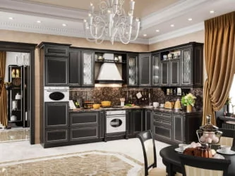 Шкаф кухонный настольный с витриной 600 Италия ЛД 275.776.000 Черный Дуб темный