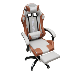 Геймерское кресло 907 KINGQUEEN, замша, цвет светло-серый с массажем, арт 907-LGrey