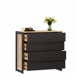 Комод с 4 ящиками Техно ЛД 678.110.000 Дуб Золотой Черный