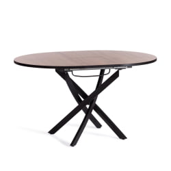 Раздвижной овальный стол MANZANA ЛДСП/HPL/металл, 100 х 100+30 х 75 см, Дуб Вотан/черный