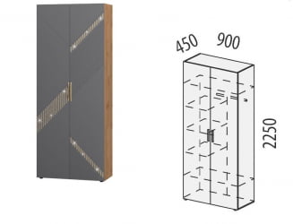 Шкаф для одежды с полками и штангой (лев/прав) Монако 402.02