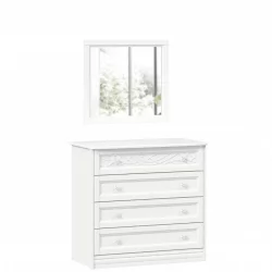 Комод с 4 ящиками с зеркалом Джулия Белый