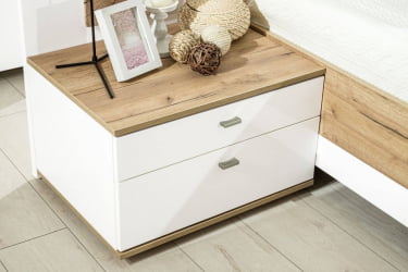 Тумба прикроватная с декоративным щитом Фиджи 014 Дуб Золотой Белый