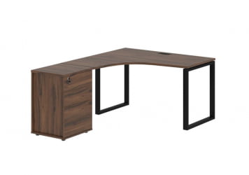 Стол эргономичный с тумбой левый ЕДИС ЕКCЕТ 1318 Л Дуб Денвер темный Черный / EDIS EQCET L