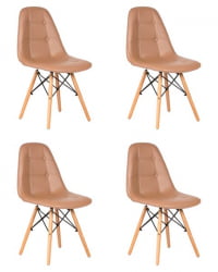 Стул обеденный ДОБРИН БЕННЕТ (ножки светлый бук, коричневый) 4 шт / DOBRIN BENNET