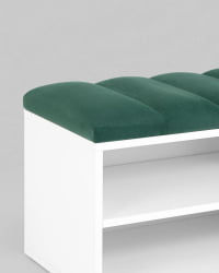 Обувница Хольст белая велюр Зеленый