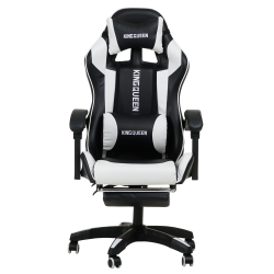 Геймерское кресло 1206 KINGQUEEN цвет черный/белый с массажем 1206-black-white-mass