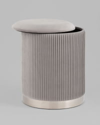 Пуф Шарлотта с ящиком велюр серебристый серебро основание