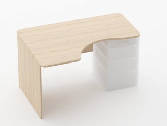 Стол угловой под встроенную тумбу Glassy 1.141.14Л Дуб молочный