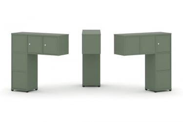 Надставка на стол низкая двухсторонняя + задняя стенка (5 шт.) + блок с 1-м ящиком (2 шт.) + распашной фасад (3 шт.) CONCEPT CN.DNN-006 Кобо Черный металл