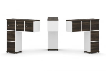 Надставка на стол низкая односторонняя + задняя стенка (5шт.) + блок с 2-мя ящиками (2шт.) + распашной фасад (3 шт.) CОНCЕПТ CН.ОНН-005 Дуб Мали Белый бриллиант Белый металл / CONCEPT CN.ONN-005