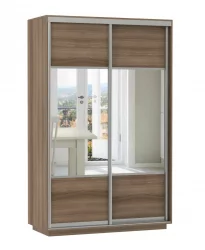 Шкаф-купе со стеклом Экспресс Дуо Комби 1400х2200h Ясень шимо тёмный