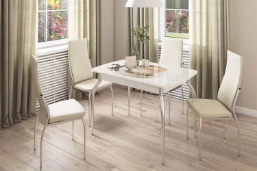 Раздвижной овальный стол Танго Белый-Кофе