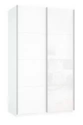 Шкаф-купе со стеклом Прайм 1200 ДСП/Белое стекло Белый снег
