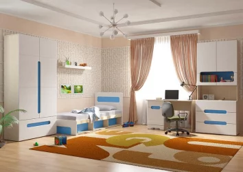 Детский стол Палермо-3 Юниор Белый глянец Ясень шимо светлый Синий