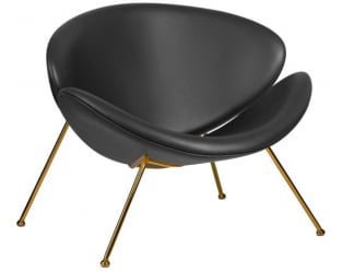 Кресло дизайнерское DOBRIN EMILY (черный винил YP16, золотое основания) 2 шт