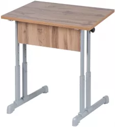 Парта одноместная прямые углы (рост 3-7) Серый/Металл Серый