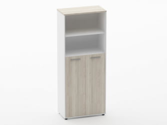 Шкаф 4 широкий 2 полки открытые, 3 полки закрытые Deka 10.19.131 Дуб Сантана светлый/Белый