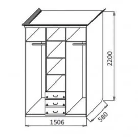 Шкаф Ивушка-5 трехстворчатый  Дуб беленый Туя