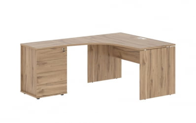 Стол эргономичный с тумбой левый EDIS EDCET 1518 L Дуб Денвер светлый Белый