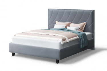 Кровать СОФИЯ 2000*1600мм (на опорах), велюр NEO 25 (серый), (б/основания, б/матраса)