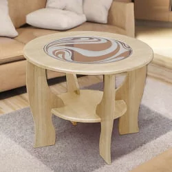 Стол журнальный со вставкой из стекла круглый Сандал Рамух