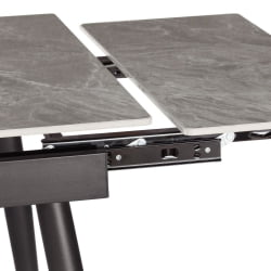 Стол обеденный Lord Grey/Лорд Грей столешница керамика (глянцевая) / опоры металл, серый/черный, (120+30+30)x80x75 см