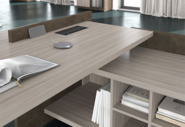 Стол руководителя левый WOOD&STONE СФ-531201 Дрифтвуд Бетон Чикаго темный