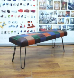 Банкетка Лейд 1200x400 натуральная кожа пэчворк