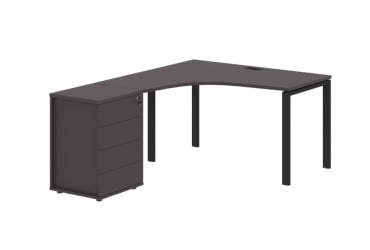 Стол эргономичный с тумбой левый EDIS EUCET 1318 L Мокко Черный