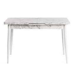 Стол обеденный ALTA (mod. 1183) ЛДСП+меламин/металл, 120+30 х 70 х 75 см, белый мрамор/белый