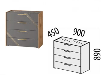 Комод Монако 902.18 Дуб Вотан Оникс Графит