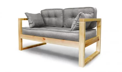 Диван двухместный DEmoku Д-2 серый-натуральный