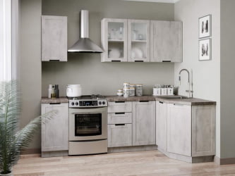 Кухонный гарнитур Джамис 2400 угловой Белый Белый камень