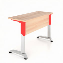 Парта двухместная Де Гласси Н (рост 3-5)  ЛДСП Бук/ Металл Серый+Красный