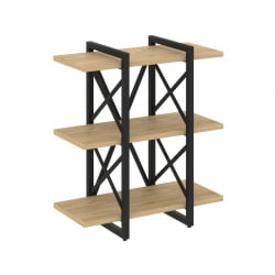 Стеллаж на регулируемых опорах - 3 полки LOFT VR.L-MST.O-3.4V Металл черный Тиквуд светлый