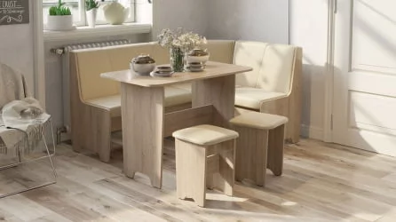 Кухонный уголок Техас Исп.1 Дуб Сонома/Экокожа бежевая